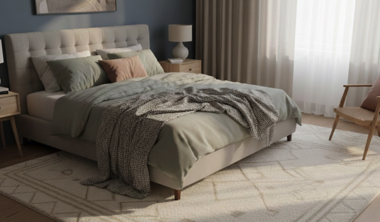 Så skapar du ett mysigt sovrum med en stor matta